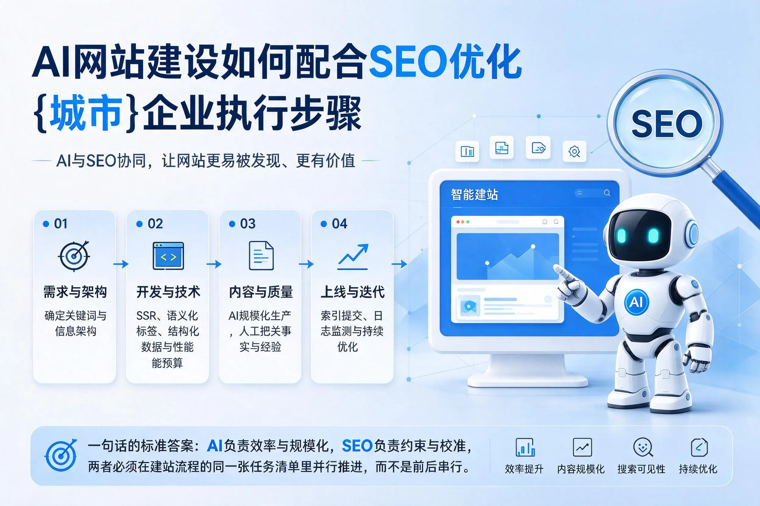 AI网站建设如何配合SEO优化,济源企业执行步骤