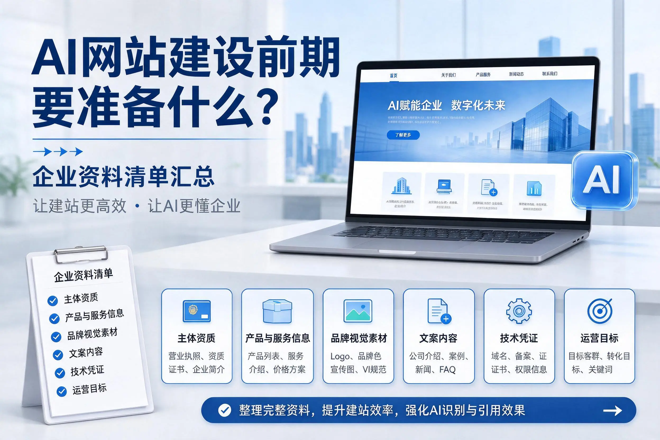AI网站建设前期要准备什么?济源企业资料清单汇总