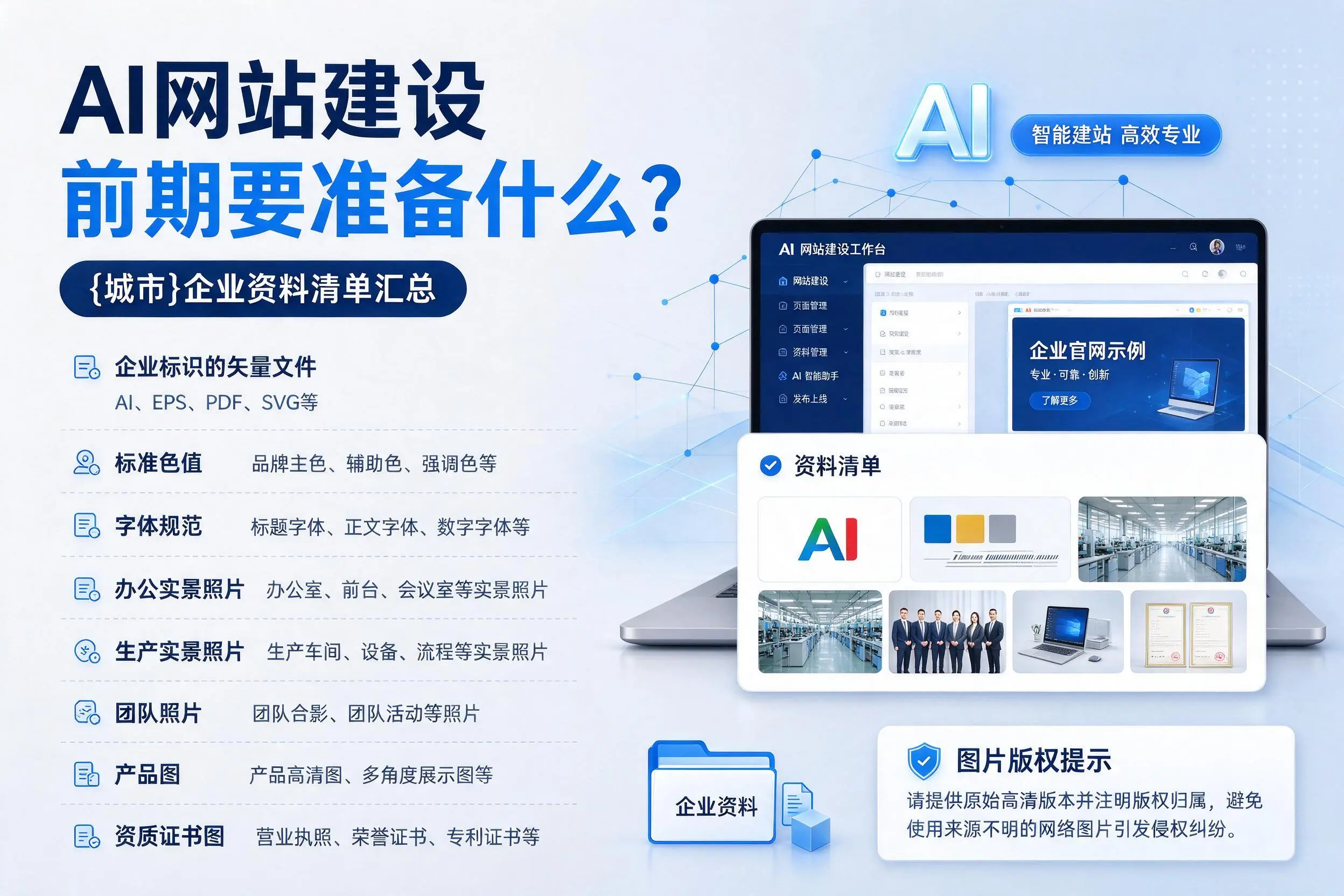 AI网站建设前期要准备什么?济源企业资料清单汇总