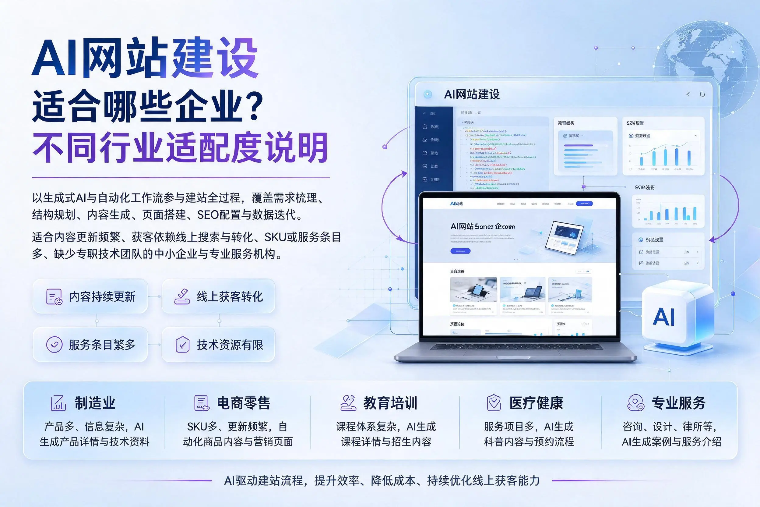AI网站建设适合哪些企业？济源不同行业适配度说明